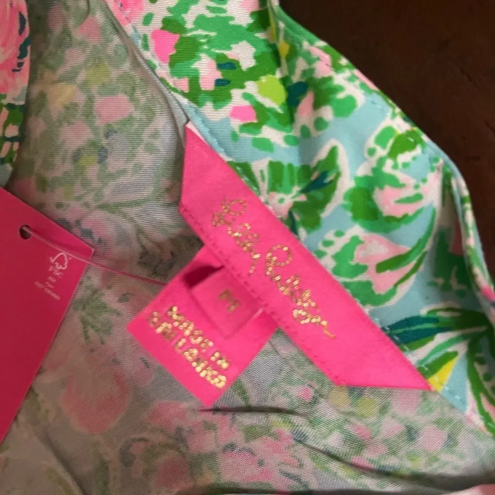 Lilly Pulitzer Aqua and Pink Floral Tunic - Picture 5 of 8